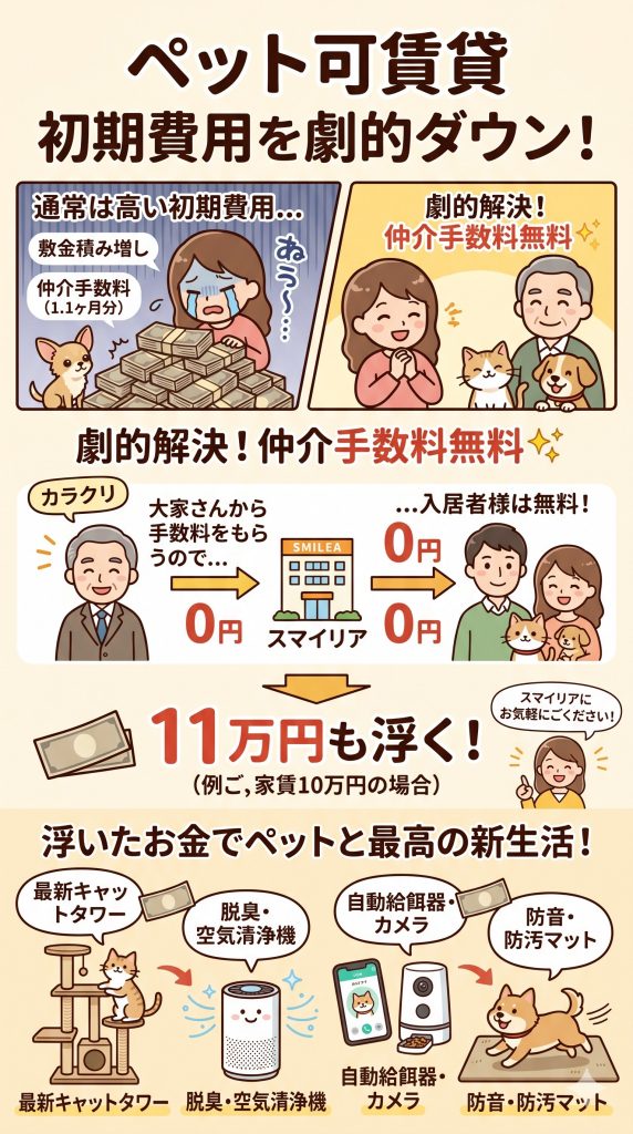 ペット可賃貸の初期費用を劇的に安くする!「仲介手数料無料」の仕組みと浮いたお金の賢い使い道